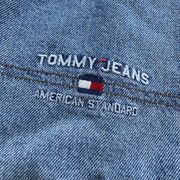 Vintage 90s Tommy Hilfiger logo carpenter Jean shorts Jorts Stitched embroidered - Picture 13 of 16